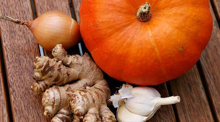 La citrouille, l'oignon, le gingembre et l'ail sont des aliments anthelminthiques efficaces